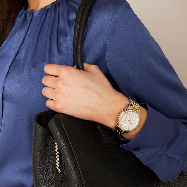 Michael Kors Ritz White Dial Two Tone Steel Strap Watch for Women - MK6474 Buy Now By Michael Kors