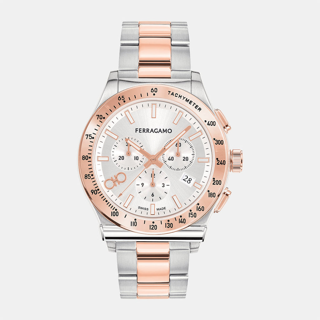 Salvatore Ferragamo 1927 Chrono Silver Dial Two Tone Steel Strap Watch for Men - SFKZ00623 Buy Now By Salvatore Ferragamo