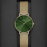 Daniel Wellington Petite Emerald Green Dial Gold Mesh Strap Watch For Women - DW00100480 Buy Now By Daniel Wellington