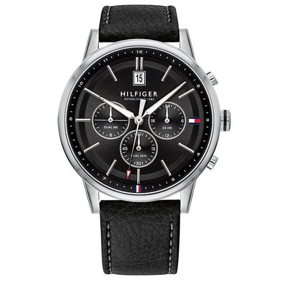 Tommy Hilfiger Kyle Quartz Black Dial Black Leather Strap Watch for Men - 1791630 Buy Now By Tommy Hilfiger