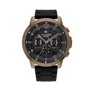 Tommy Hilfiger Luca Chronograph Black Dial Black Rubber Strap Watch For Men - 1710491 Buy Now By Tommy Hilfiger