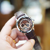 Bulova Classic Skeleton Automatic Brown Dial Brown Leather Strap Watch for Men - 96A120 Buy Now By Bulova