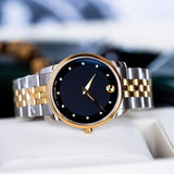 Movado Museum Classic Diamonds Black Dial Two Tone Steel Strap Watch For Men - 0606879 Buy Now By Movado