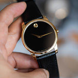 Movado Museum Black Dial Black Leather Strap Watch For Men - 0607014 Buy Now By Movado