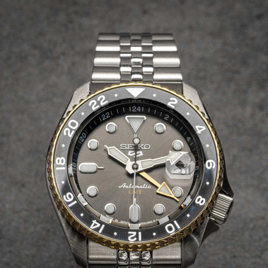 Seiko 5 Sports GMT US Special Edition Automatic Grey Dial Silver Steel Strap Watch For Men - SSK021K1 Buy Now By Seiko