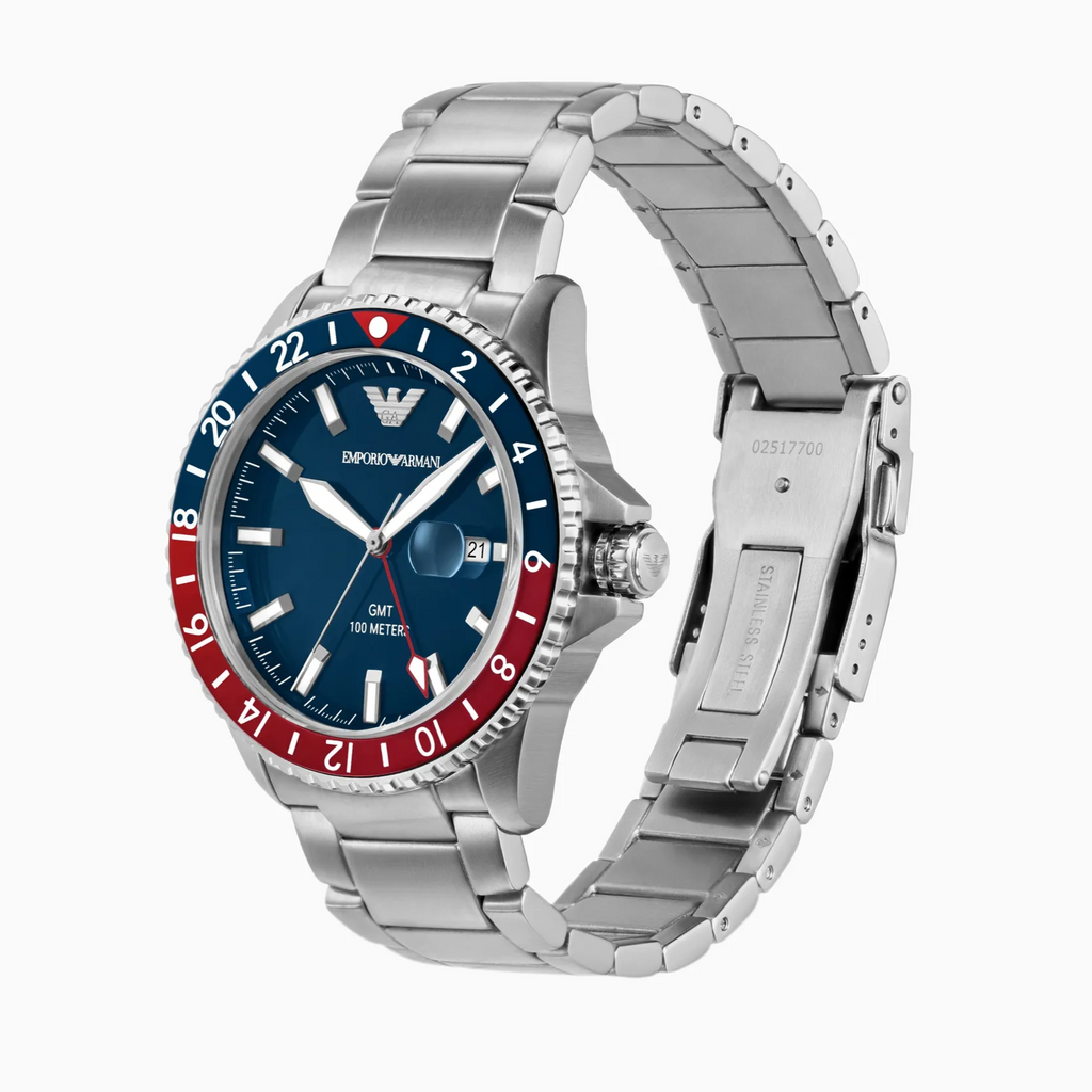Emporio Armani Sea Explorer GMT Blue Dial Silver Steel Strap Watch For Men - AR11590 Buy Now By Emporio Armani