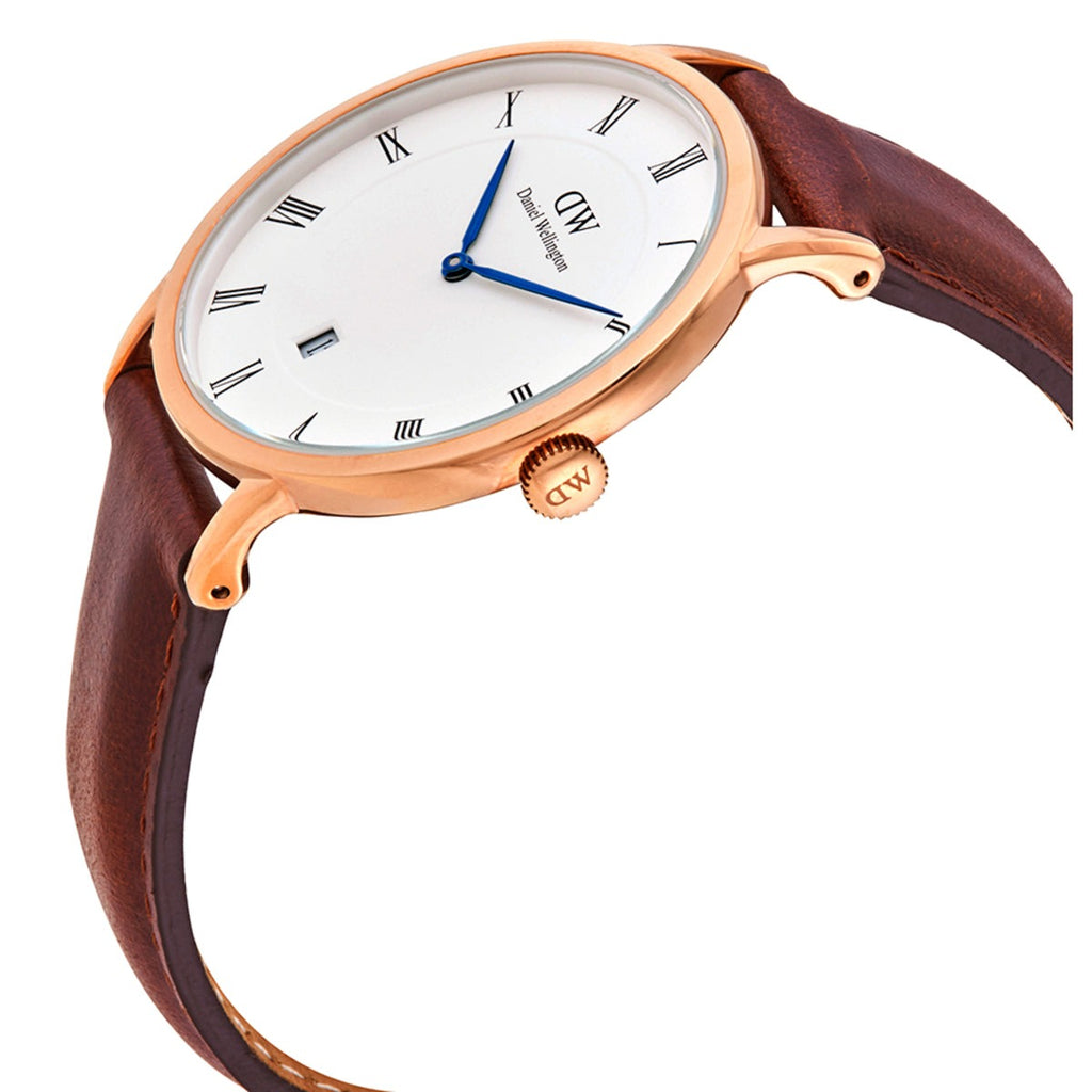 Daniel Wellington Dapper St Mawes White Dial Brown Leather Strap Watch For Men - DW00100083 Buy Now By Daniel Wellington