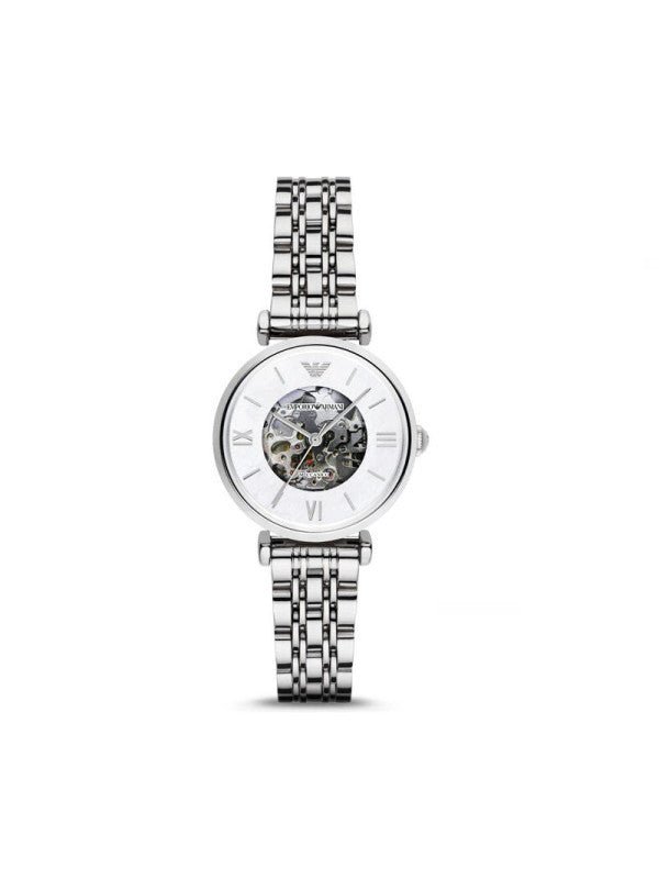 Emporio Armani Meccanico Mother of Pearl Dial Silver Steel Strap Watch For Women - AR1991 Buy Now By Emporio Armani