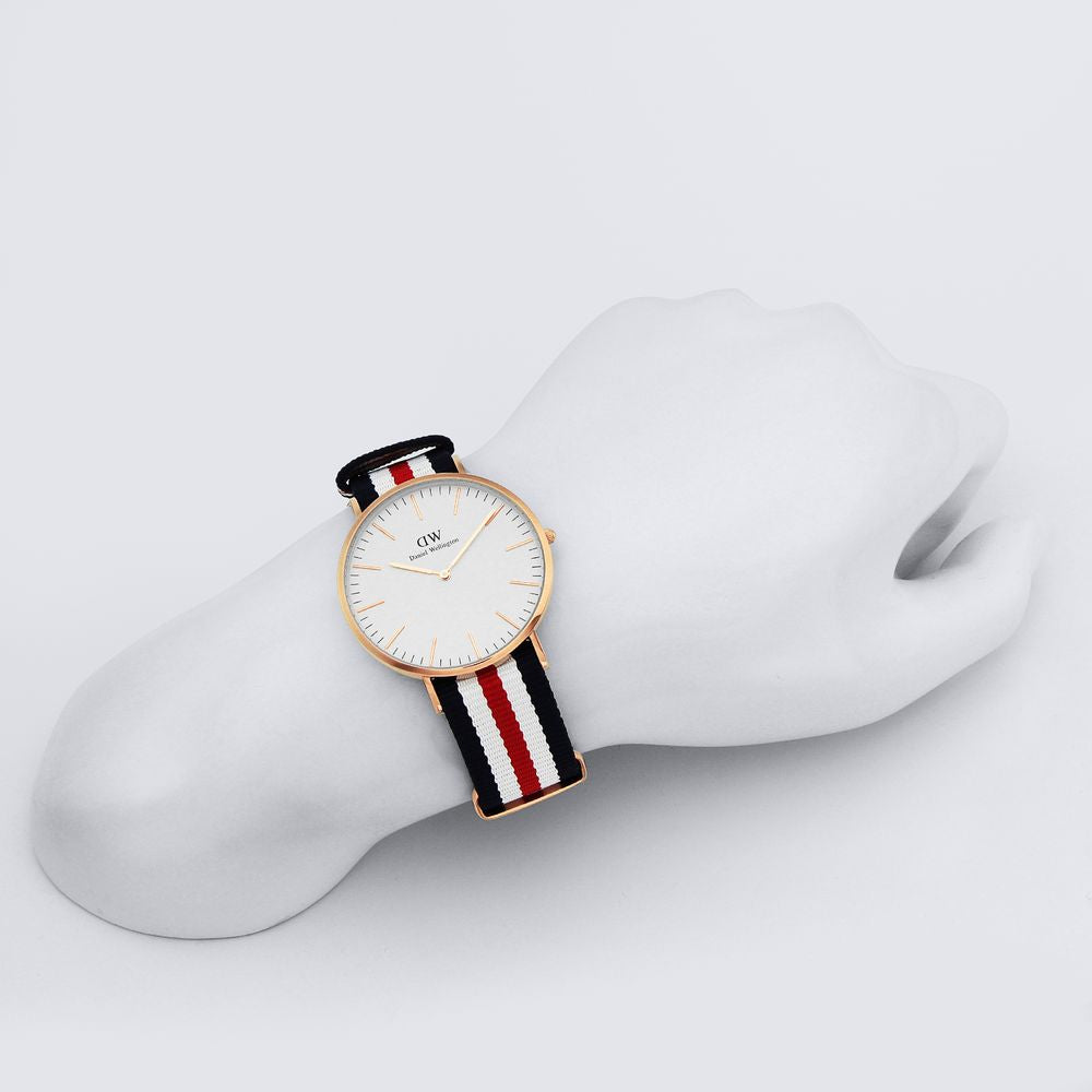 Daniel Wellington Classic Canterbury White Dial Two Tone Nylon Strap Watch For Men - DW00100002 Buy Now By Daniel Wellington