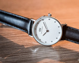Daniel Wellington Classy Sheffield White Dial Black Leather Strap Watch For Women - DW00100068 Buy Now By Daniel Wellington