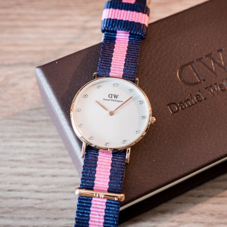 Daniel Wellington Classy Winchester White Dial Two Tone NATO Strap Watch For Women - DW00100077 Buy Now By Daniel Wellington