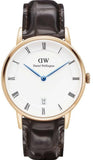Daniel Wellington Dapper York White Dial Brown Leather Strap Watch For Women - DW00100093