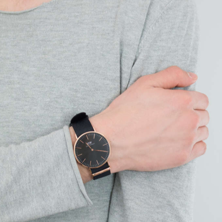 Daniel Wellington Classic Cornwall Black Dial Black Nylon Strap Watch For Women - DW00100148 Buy Now By Daniel Wellington