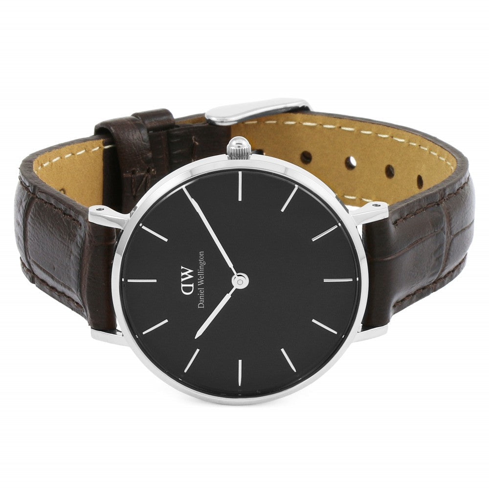 Daniel Wellington Classic Petite York Black Dial Brown Leather Strap Watch For Women - DW00100182 Buy Now By Daniel Wellington