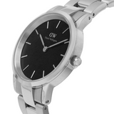 Daniel Wellington Iconic Link Black Dial Silver Steel Strap Watch for Women - DW00100204 Buy Now By Daniel Wellington