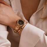 Daniel Wellington Iconic Link Black Dial Rose Gold Steel Strap Watch for Women - DW00100210 Buy Now By Daniel Wellington