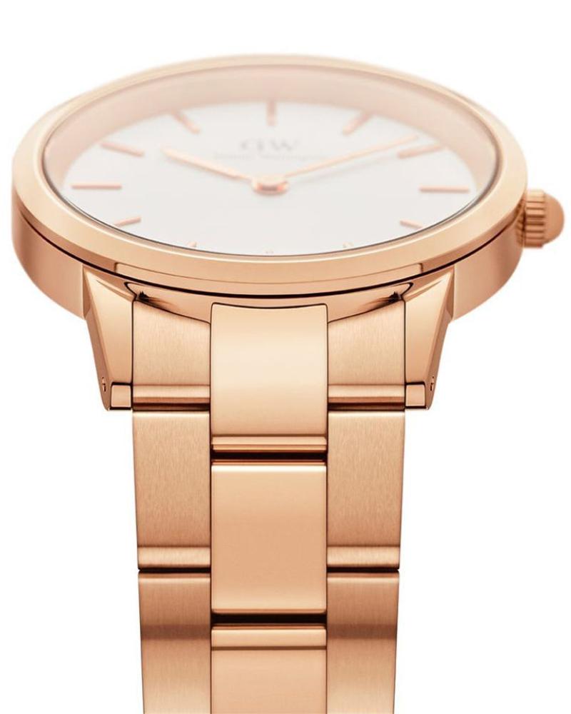 Daniel Wellington Iconic Link White Dial Rose Gold Steel Strap Watch For Women - DW00100211 Buy Now By Daniel Wellington