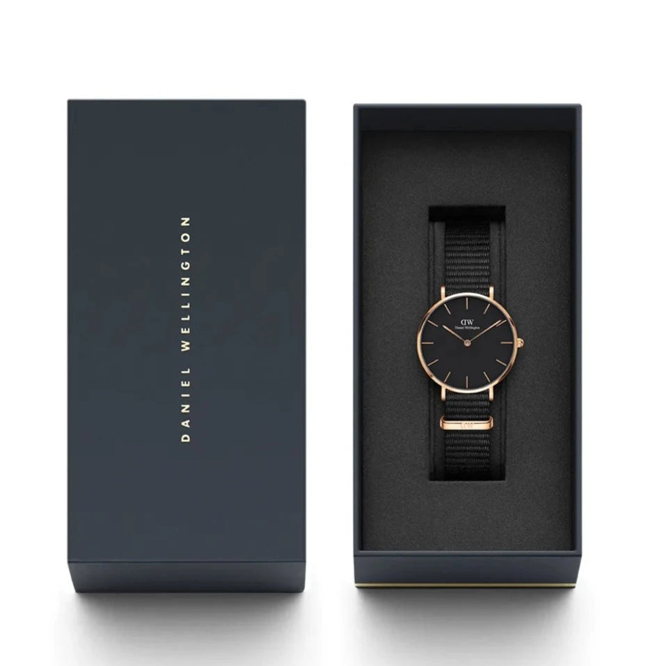 Daniel Wellington Classic Petite Cornwall Black Dial Black NATO Strap Watch For Women - DW00100215 Buy Now By Daniel Wellington