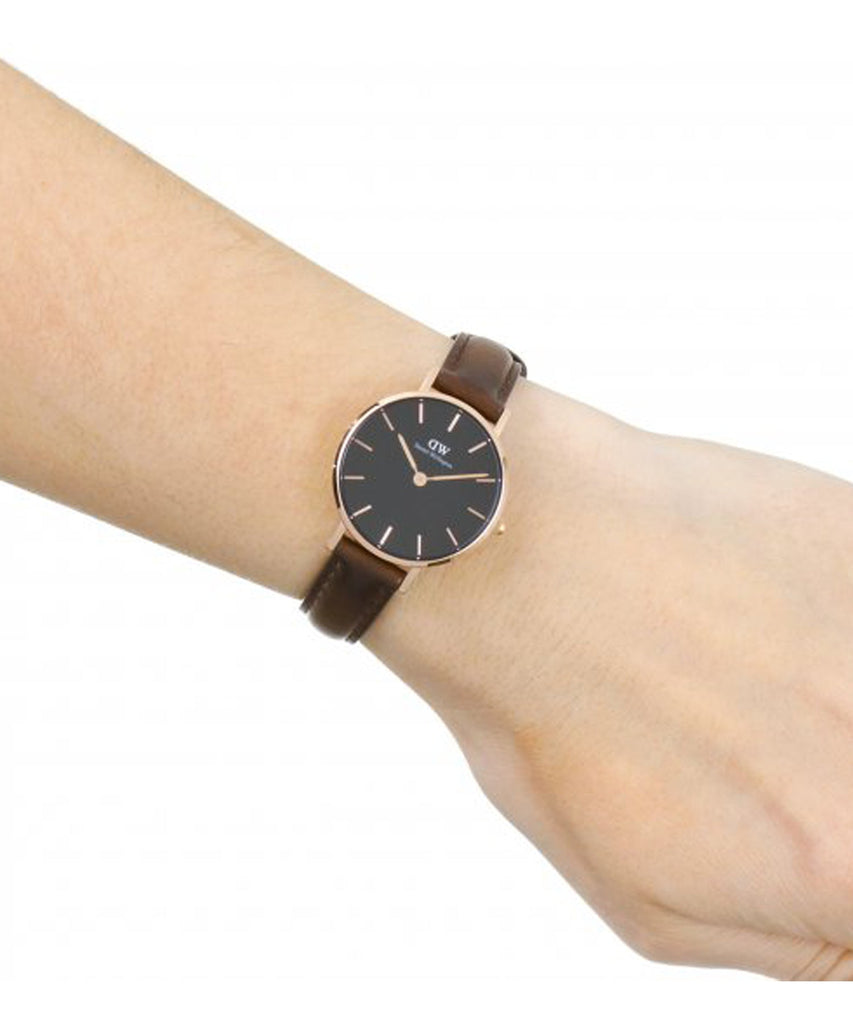 Daniel Wellington Classic Petite Bristol Black Dial Brown Leather Strap Watch For Women - DW00100221 Buy Now By Daniel Wellington
