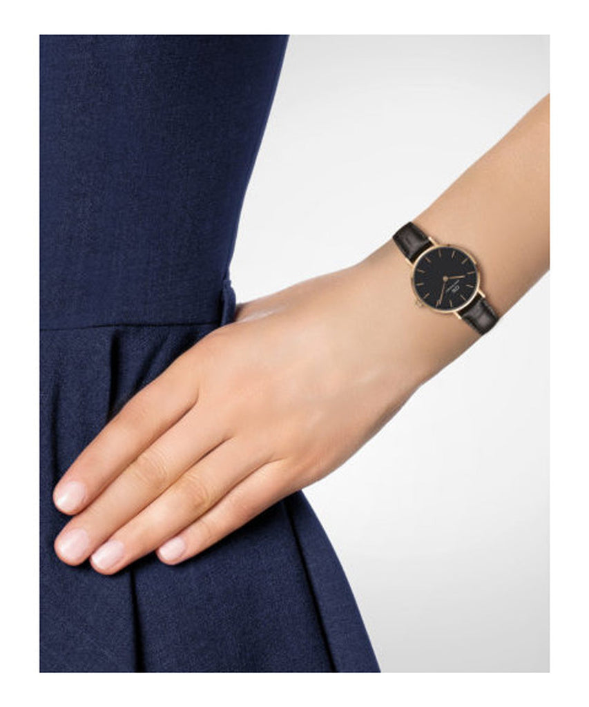 Daniel Wellington Classic Petite York Black Dial Brown Leather Strap Watch For Women - DW00100226 Buy Now By Daniel Wellington