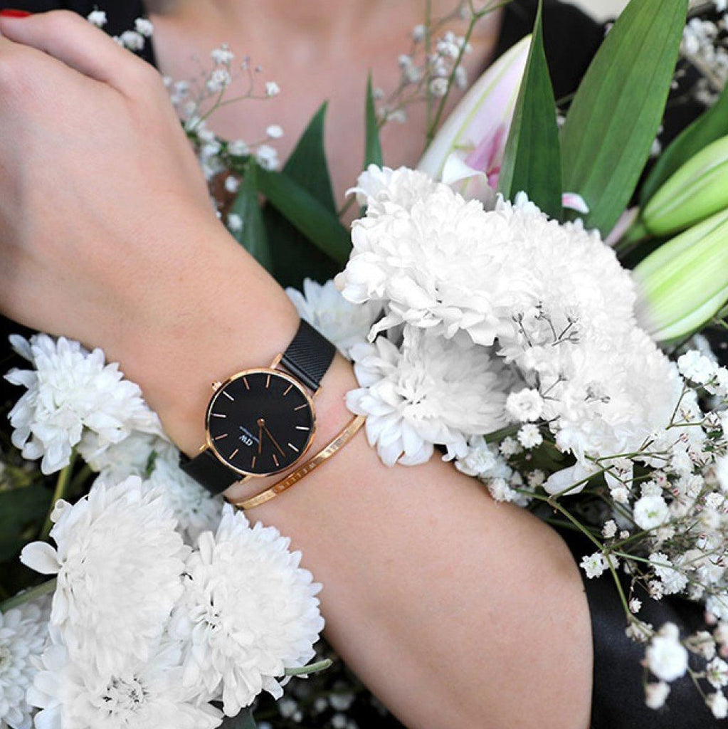 Daniel Wellington Petite Ashfield Black Dial Black Mesh Strap Watch For Women - DW00100245 Buy Now By Daniel Wellington