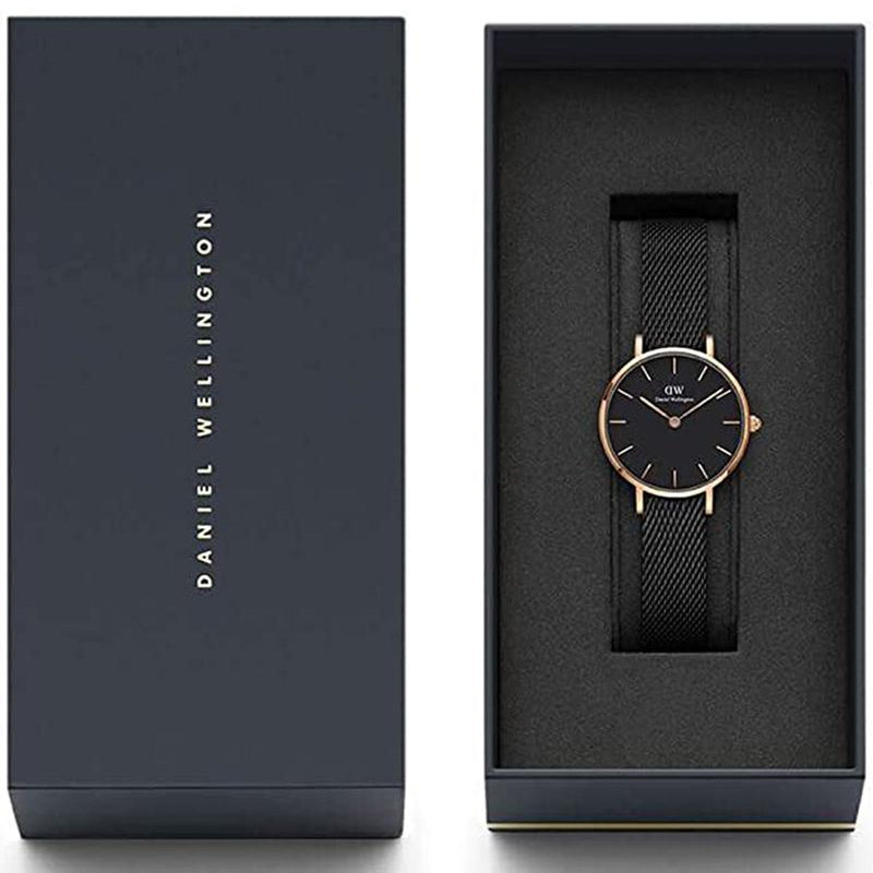 Daniel Wellington Petite Ashfield Black Dial Black Mesh Strap Watch For Women - DW00100245 Buy Now By Daniel Wellington