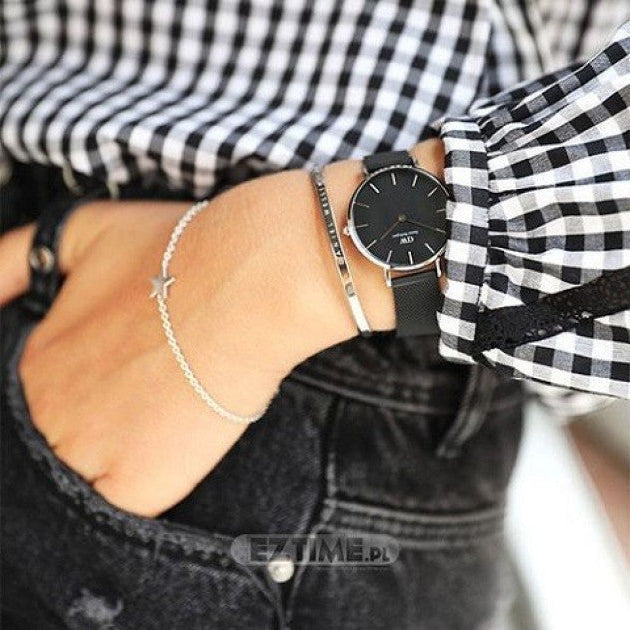 Daniel Wellington Petite Ashfield Black Dial Black Mesh Strap Watch For Women - DW00100246 Buy Now By Daniel Wellington