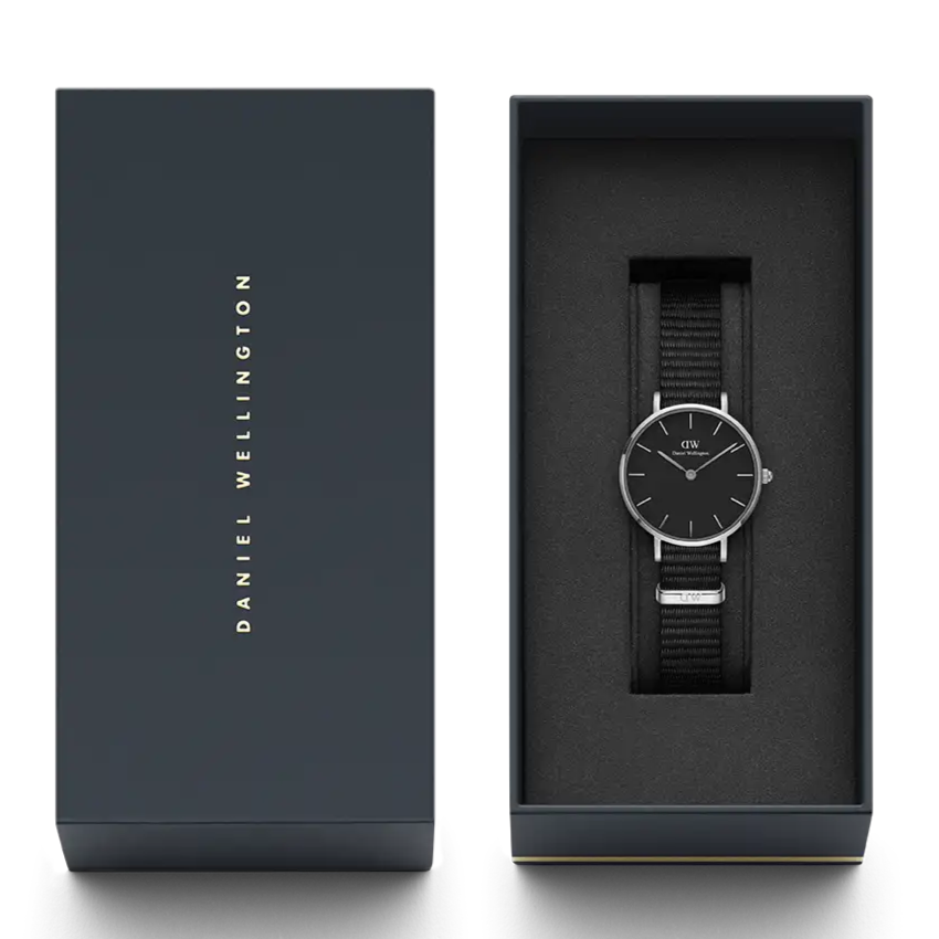 Daniel Wellington Petite Cornwall Black Dial Black Nylon Strap Watch For Women - DW00100248 Buy Now By Daniel Wellington