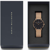 Daniel Wellington Petite Melrose Black Dial Rose Gold Mesh Strap Watch For Women - DW00100303 Buy Now By Daniel Wellington