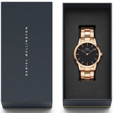 Daniel Wellington Iconic Link Black Dial Rose Gold Steel Strap Watch For Men - DW00100344 Buy Now By Daniel Wellington
