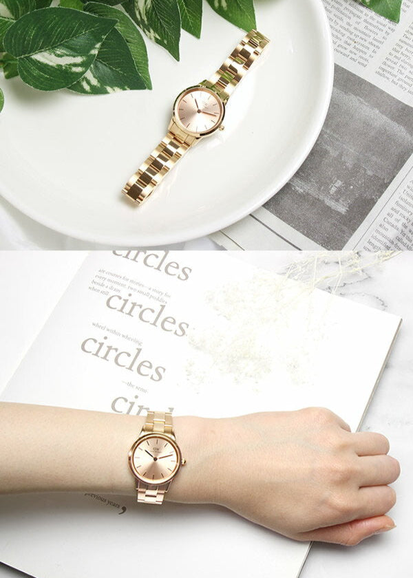 Daniel Wellington Iconic Link Unitone Rose Gold Dial Rose Gold Steel Strap Watch For Women - DW00100401 Buy Now By Daniel Wellington