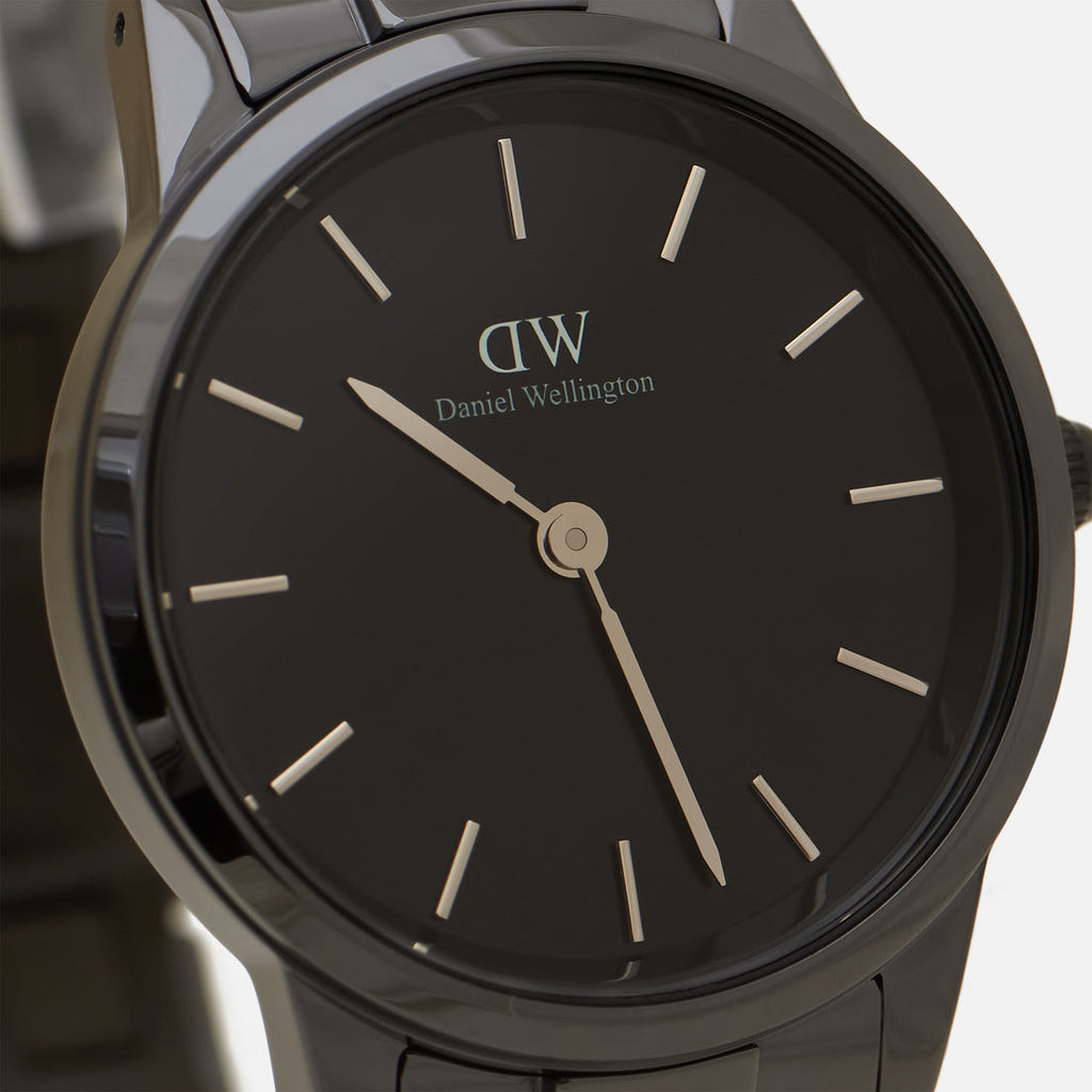 Daniel Wellington Iconic Link Ceramic Black Dial Black Steel Strap Watch For Women - DW00100414 Buy Now By Daniel Wellington