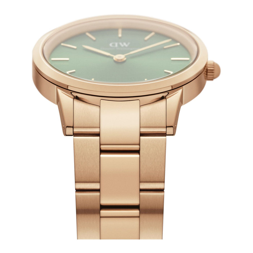 Daniel Wellington Iconic Link Emerald Green Dial Rose Gold Steel Strap Watch For Women - DW00100419 Buy Now By Daniel Wellington