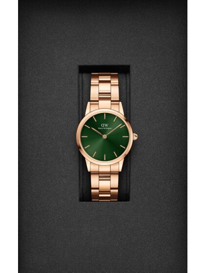 Daniel Wellington Iconic Link Emerald Green Dial Rose Gold Steel Strap Watch For Women - DW00100421 Buy Now By Daniel Wellington