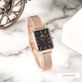 Daniel Wellington Quadro Melrose Black Dial Rose Gold Mesh Bracelet Watch For Women - DW00100432 Buy Now By Daniel Wellington