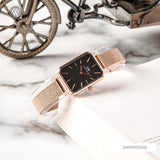 Daniel Wellington Quadro Melrose Black Dial Rose Gold Mesh Bracelet Watch For Women - DW00100432 Buy Now By Daniel Wellington