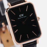 Daniel Wellington Quadro Sheffield Black Dial Black Leather Strap Watch For Women - DW00100435 Buy Now By Daniel Wellington
