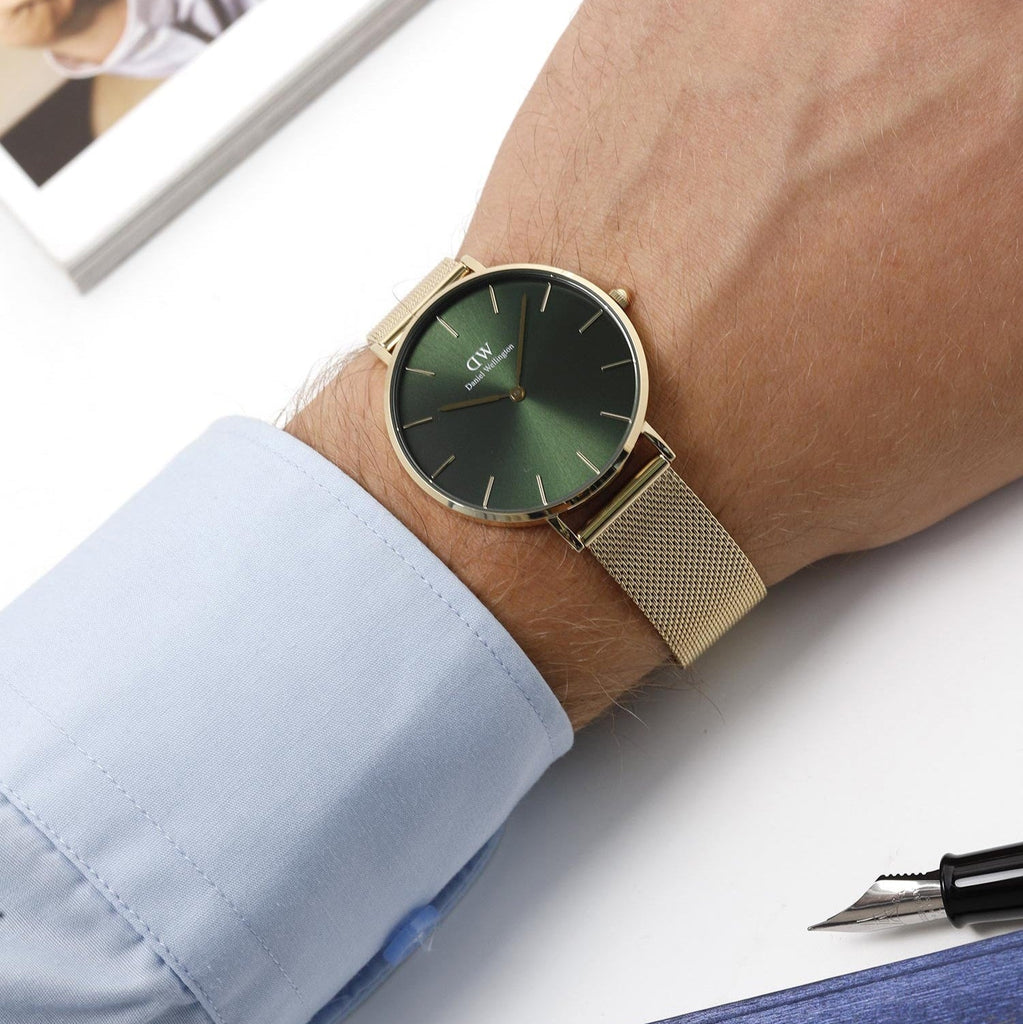 Daniel Wellington Petite Emerald Green Dial Gold Mesh Strap Watch For Women - DW00100481 Buy Now By Daniel Wellington