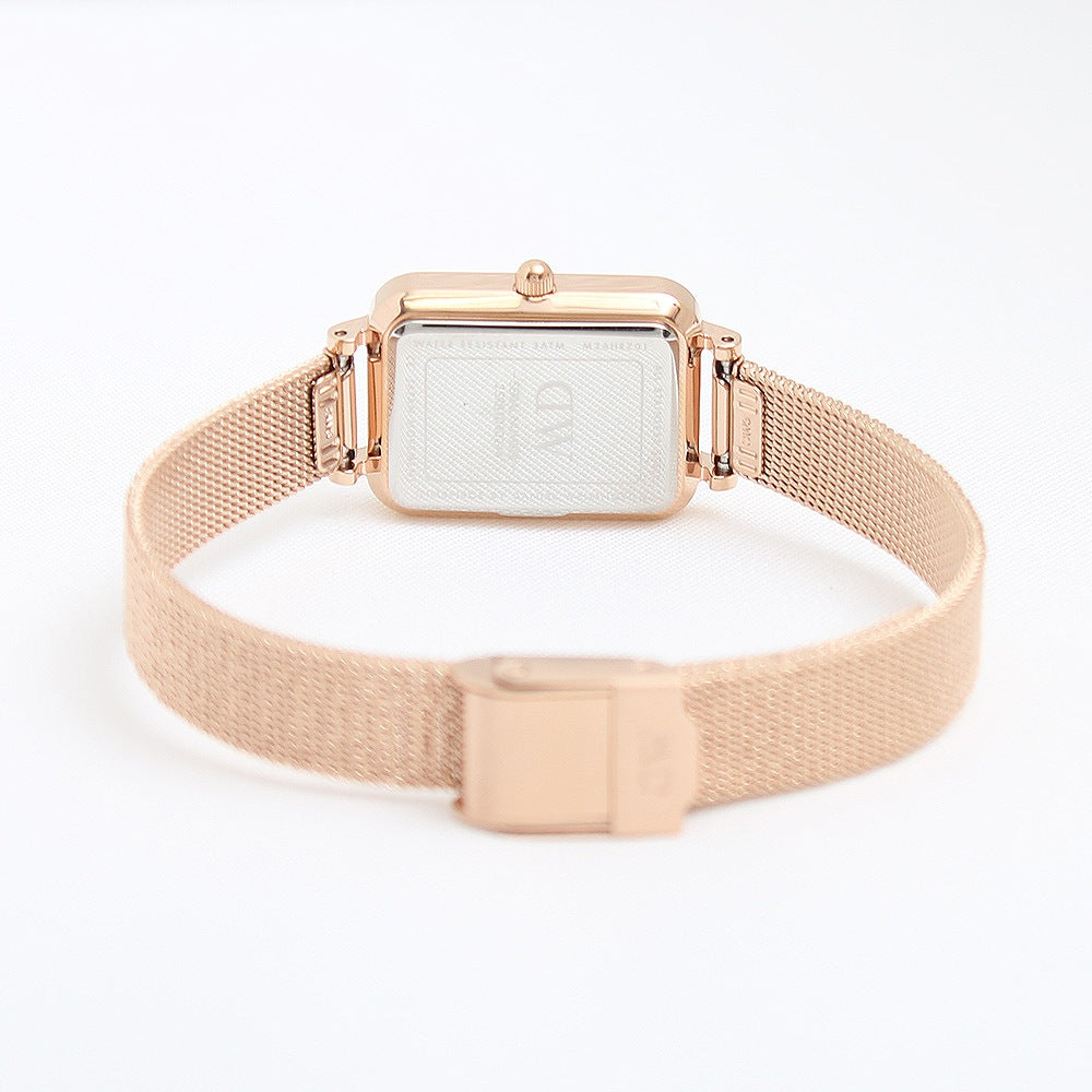 Daniel Wellington Quadro Unitone Rose Gold Dial Rose Gold Mesh Strap Watch For Women - DW00100484 Buy Now By Daniel Wellington