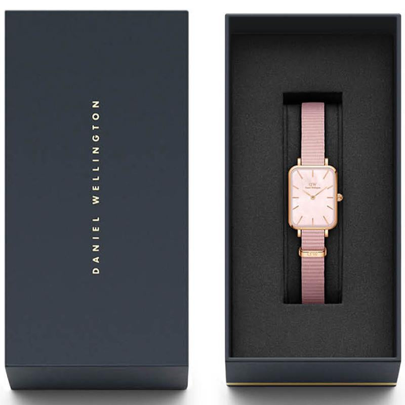 Daniel Wellington Quadro Pressed Mother of Pearl Pink Dial Pink Nylon Strap Watch For Women - DW00100509 Buy Now By Daniel Wellington