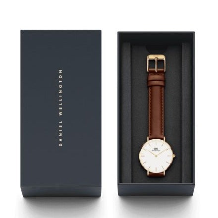 Daniel Wellington Classic Petite Bristol White Dial Brown Leather Strap Watch For Women - DW00100227 Buy Now By Daniel Wellington