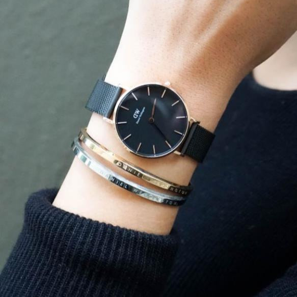 Daniel Wellington Petite Ashfield Black Dial Black Mesh Bracelet Watch Watch For Women - DW00100201 Buy Now By Daniel Wellington