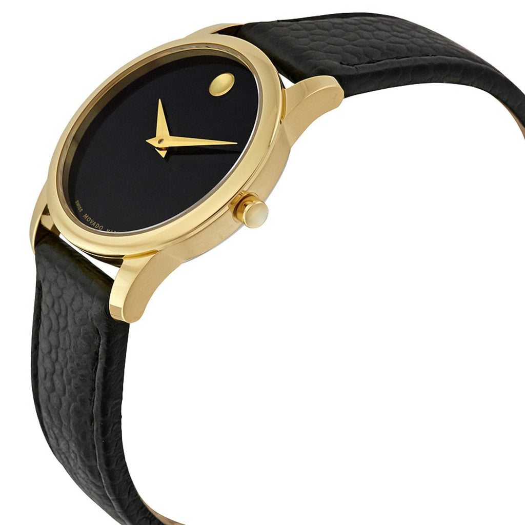 Movado Museum Classic Black Dial Black Leather Strap Watch For Women - 0607016 Buy Now By Movado