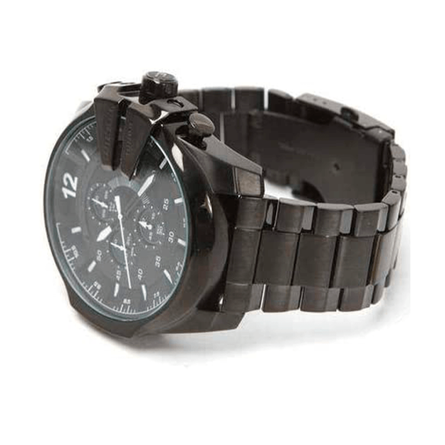 Diesel Mega Chief Chronograph Black Dial Black Steel Strap Watch For Men - DZ4283 Buy Now By Diesel