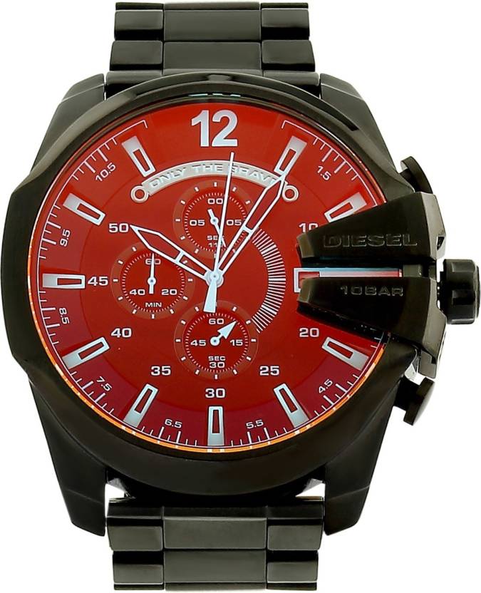 Diesel Mega Chief Chronograph Black Dial Black Steel Strap Watch For Men - DZ4318 Buy Now By Diesel