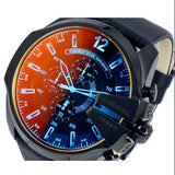 Diesel Mega Chief Chronograph Black Dial Black Leather Strap Watch For Men - DZ4323 Buy Now By Diesel