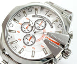 Diesel Mega Chief Chronograph White Dial Silver Steel Strap Watch For Men - DZ4328 Buy Now By Diesel