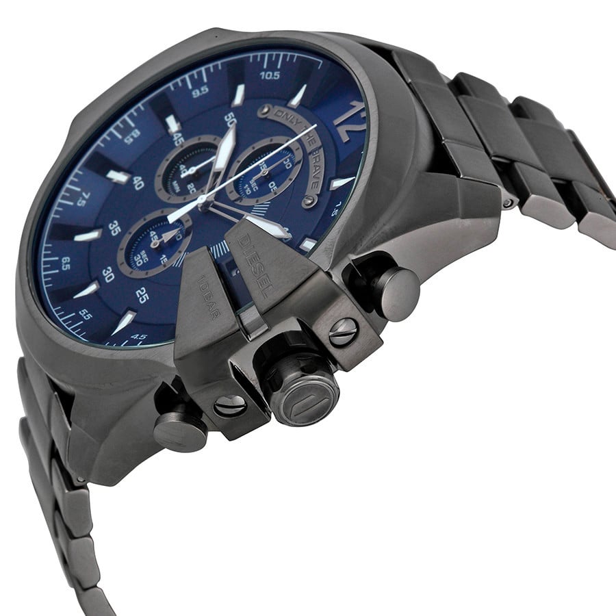 Diesel Mega Chief Chronograph Blue Dial Black Steel Strap Watch For Men - DZ4329 Buy Now By Diesel