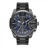 Diesel Mega Chief Chronograph Blue Dial Black Steel Strap Watch For Men - DZ4329 Buy Now By Diesel