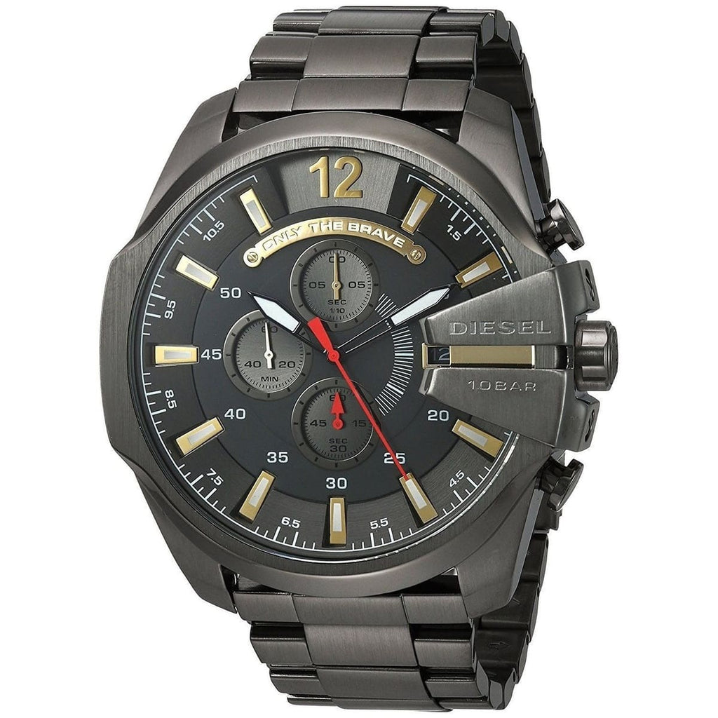 Diesel Mega Chief Chronograph Grey Dial Grey Steel Strap Watch For Men - DZ4421 Buy Now By Diesel